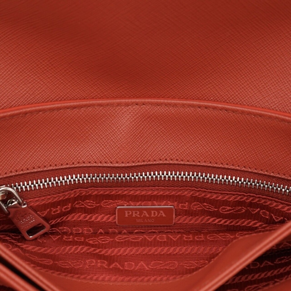 Prada Chain Crossbody Shoulder Bag Red Saffiano Nylon New - Picture 7 of 7